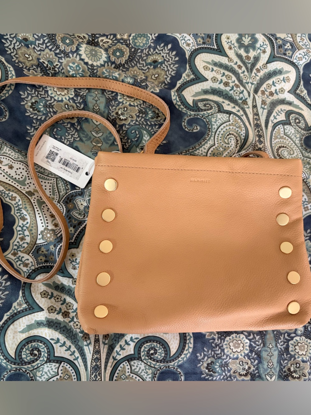 Classic Pebbled Crossbody Bag in Tan
